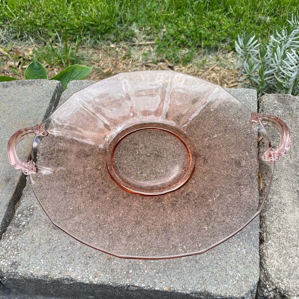 Pink Vintage Fostoria Glass Tray